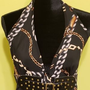 ROBIN K, Halter Top, XL, Multi Print